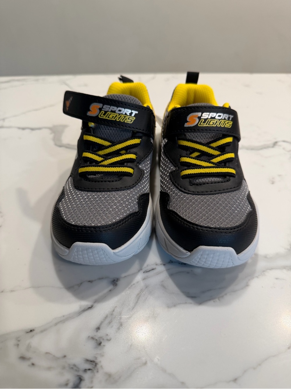 Skechers Kids Gray, Black and Yellow Light-Up Sneakers